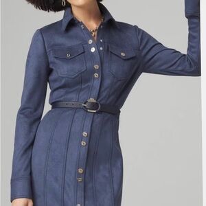 NWT White House Black Market Navy Long Sleeve Dress size 12